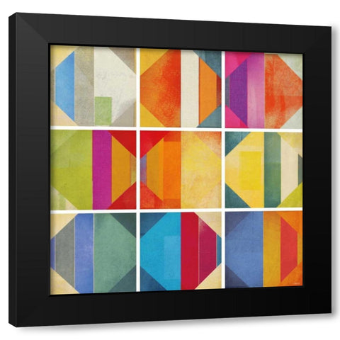 Pattern Tiles II Black Modern Wood Framed Art Print by NOAH