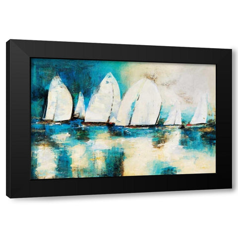Velero Azul Black Modern Wood Framed Art Print with Double Matting by Villarreal Santos, Nancy