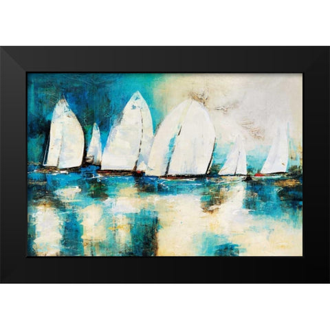 Velero Azul Black Modern Wood Framed Art Print by Villarreal Santos, Nancy