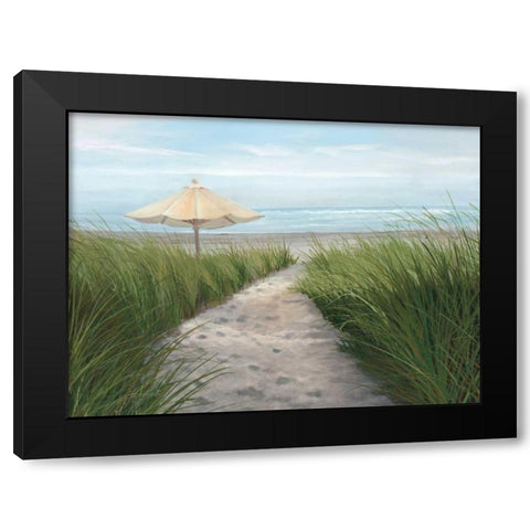 Umbrella on the Beach Black Modern Wood Framed Art Print with Double Matting by Peterson, Julie