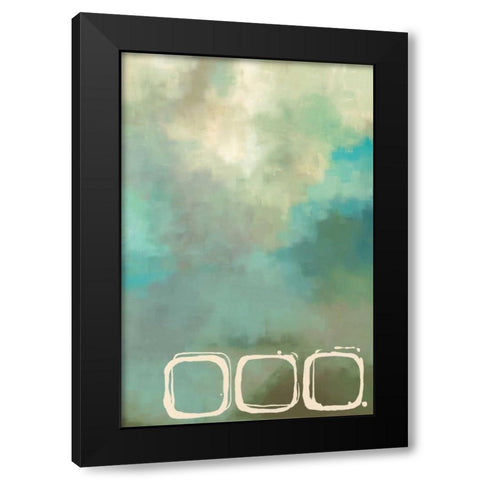 Retro in Aqua and Khaki II Black Modern Wood Framed Art Print with Double Matting by Maitland, Laurie