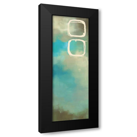 Retro in Aqua and Khaki III Black Modern Wood Framed Art Print with Double Matting by Maitland, Laurie