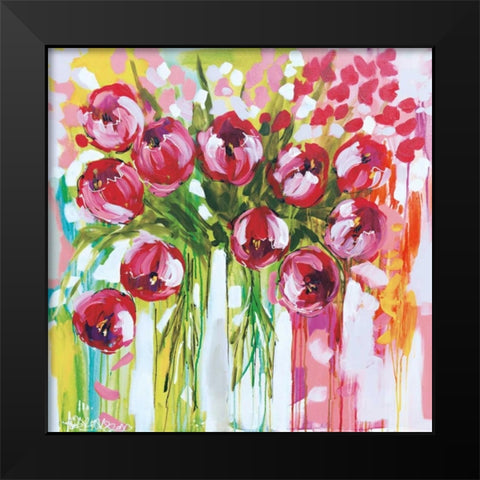 Razzle Dazzle Tulips Black Modern Wood Framed Art Print by Brooks, Amanda J.