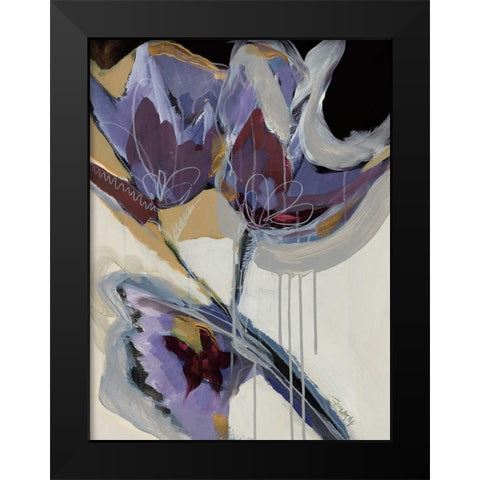 Floral Impressions I Black Modern Wood Framed Art Print by Maritz, Angela