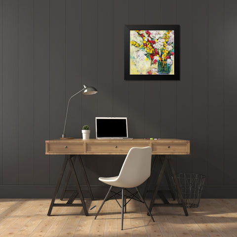 Echoes in Yellow and White  Black Modern Wood Framed Art Print by Eider, Georgia