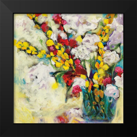 Echoes in Yellow and White  Black Modern Wood Framed Art Print by Eider, Georgia