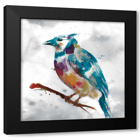 Blue Jay Black Modern Wood Framed Art Print by Fontaine, Stephanie