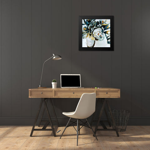 Nightingale Blooms  Black Modern Wood Framed Art Print by Maritz, Angela