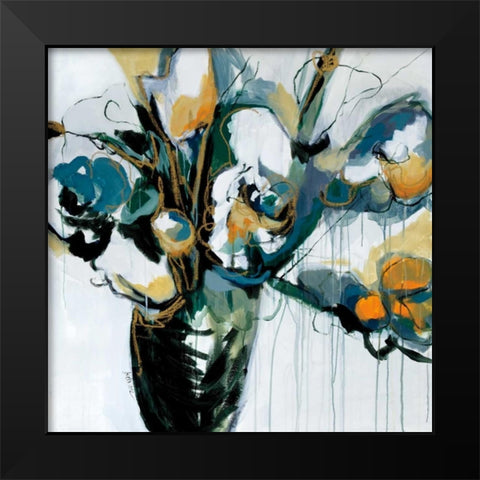 Blooms in Shamrock Grey Black Modern Wood Framed Art Print by Maritz, Angela