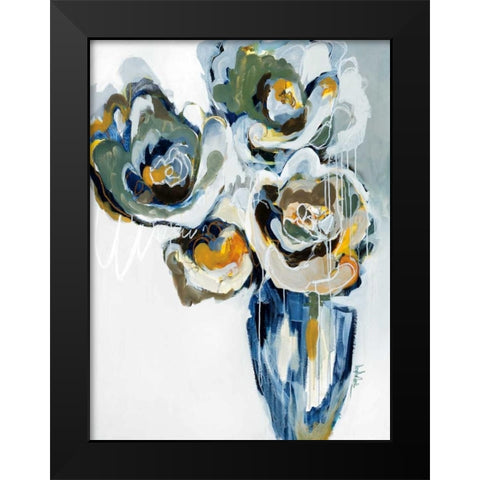 Blooms of Earl Gray Black Modern Wood Framed Art Print by Maritz, Angela
