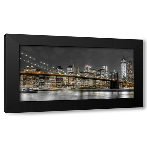 New York Lights Black Modern Wood Framed Art Print by Assaf Frank