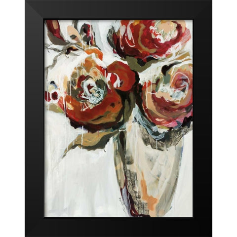 Persimmon Blooms Black Modern Wood Framed Art Print by Maritz, Angela