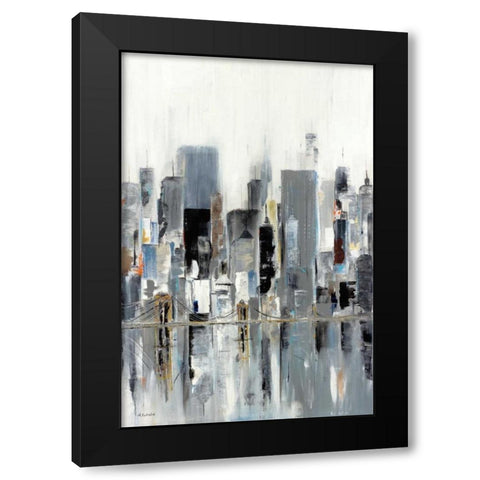 City Bridge Black Modern Wood Framed Art Print by Kadmiri, Aziz