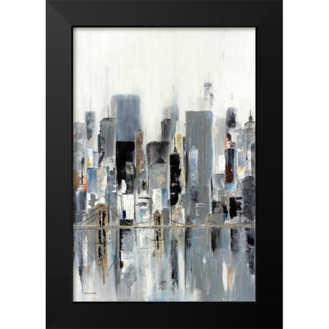 City Bridge Black Modern Wood Framed Art Print by Kadmiri, Aziz