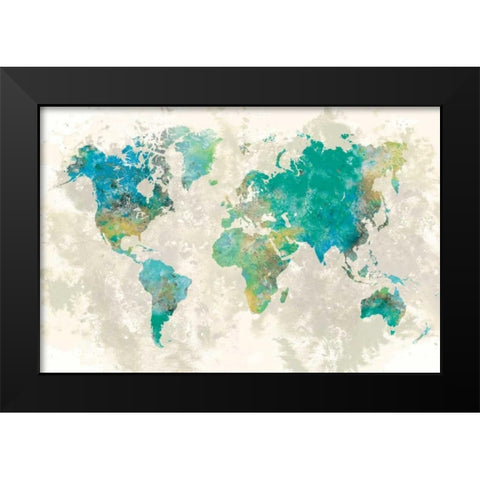 No Borders Black Modern Wood Framed Art Print by Fontaine, Stephane