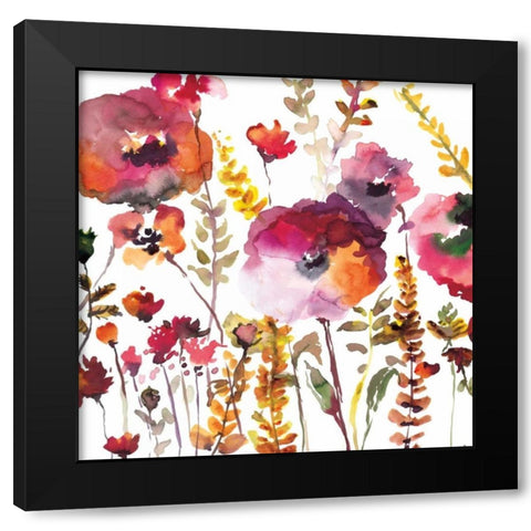 Blooms and Blossoms Black Modern Wood Framed Art Print by Meyers, Rebecca