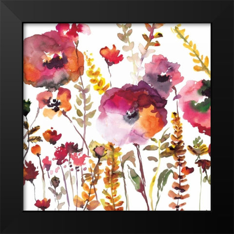 Blooms and Blossoms Black Modern Wood Framed Art Print by Meyers, Rebecca