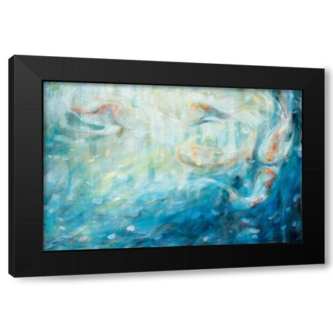 Playing Koi Black Modern Wood Framed Art Print with Double Matting by Parker, Karen Lorena