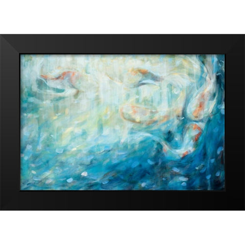 Playing Koi Black Modern Wood Framed Art Print by Parker, Karen Lorena