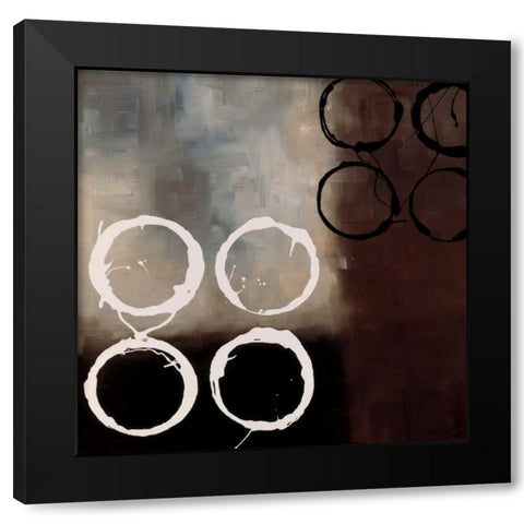 Beige Circles I Black Modern Wood Framed Art Print with Double Matting by Maitland, Laurie