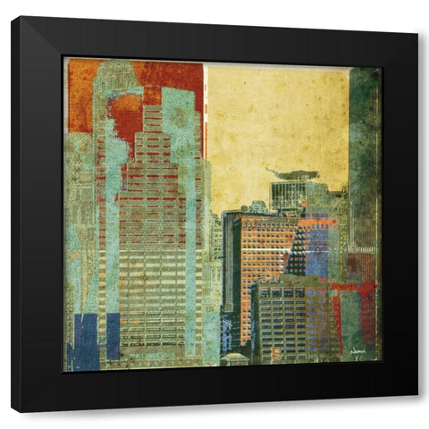 Urban Blocks II Black Modern Wood Framed Art Print by NOAH