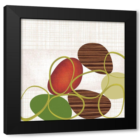 Pebbles And Loops I Black Modern Wood Framed Art Print by Venter, Tandi