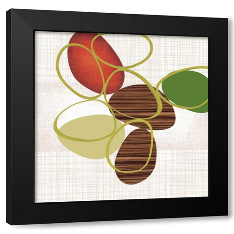 Pebbles and Loops II Black Modern Wood Framed Art Print with Double Matting by Venter, Tandi