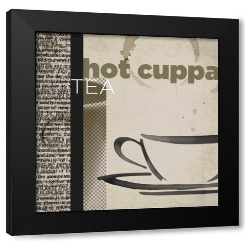 Hot Cuppa Tea Black Modern Wood Framed Art Print with Double Matting by Venter, Tandi