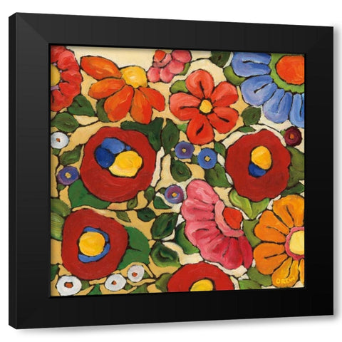 Floral Trellis Black Modern Wood Framed Art Print by Drew, Vanessa