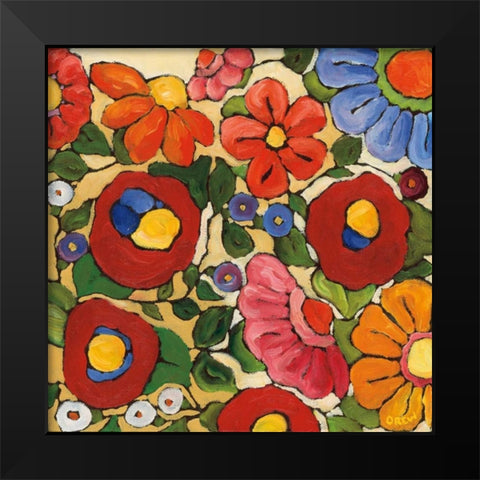 Floral Trellis Black Modern Wood Framed Art Print by Drew, Vanessa