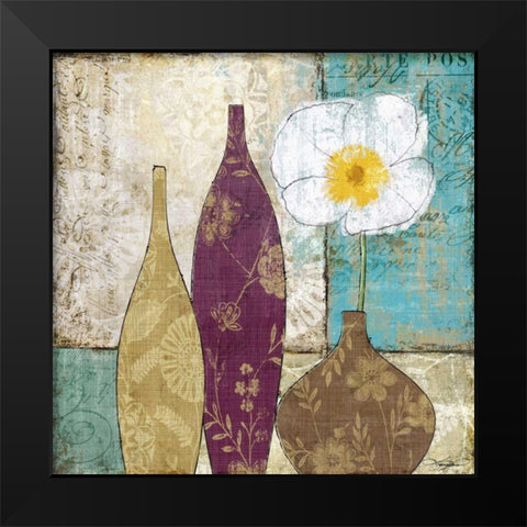 Le Pavot Blanc Black Modern Wood Framed Art Print by Mallett, Keith