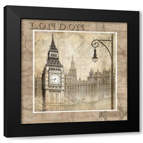 London Calling Black Modern Wood Framed Art Print with Double Matting by Mallett, Keith