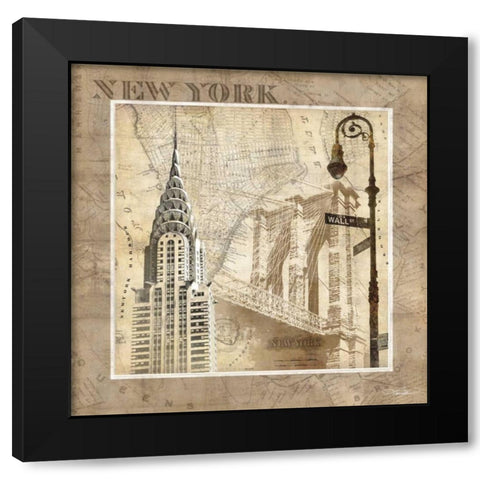 New York Serenade Black Modern Wood Framed Art Print with Double Matting by Mallett, Keith
