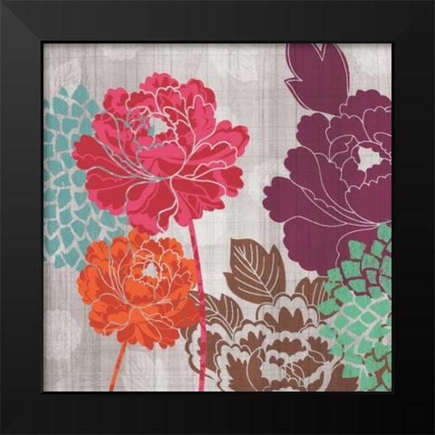 Peony Patterns I Black Modern Wood Framed Art Print by Venter, Tandi