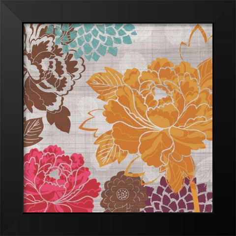 Peony Patterns II Black Modern Wood Framed Art Print by Venter, Tandi