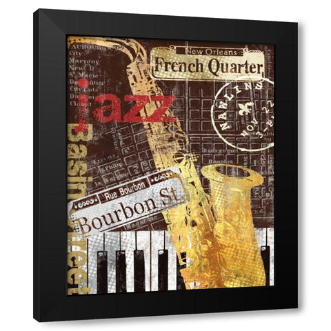 Nawlins Black Modern Wood Framed Art Print by Mallett, Keith
