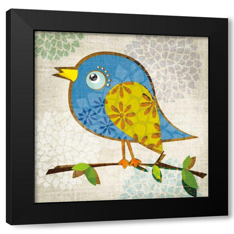 Chirpy  Black Modern Wood Framed Art Print by Venter, Tandi