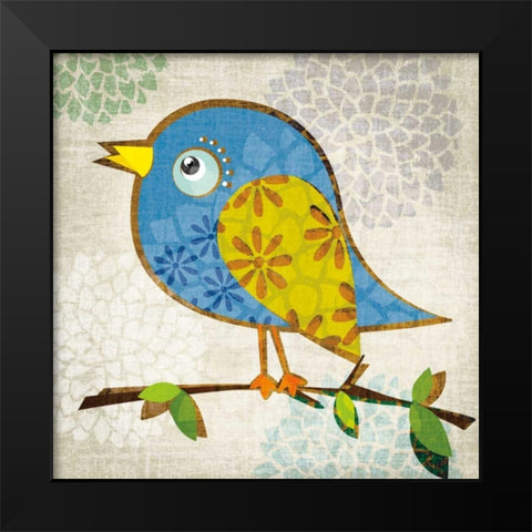 Chirpy  Black Modern Wood Framed Art Print by Venter, Tandi