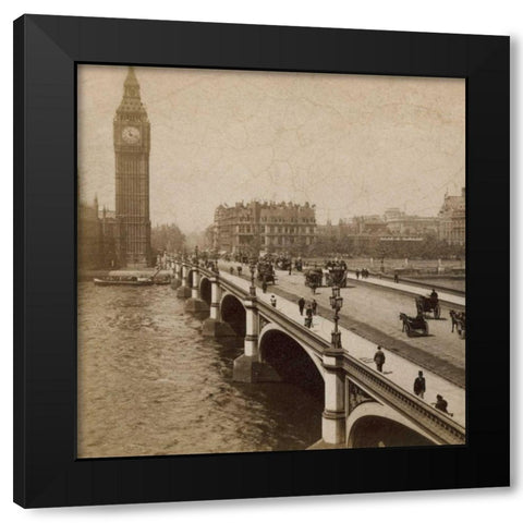 Historical London Black Modern Wood Framed Art Print by Atria, Cristin