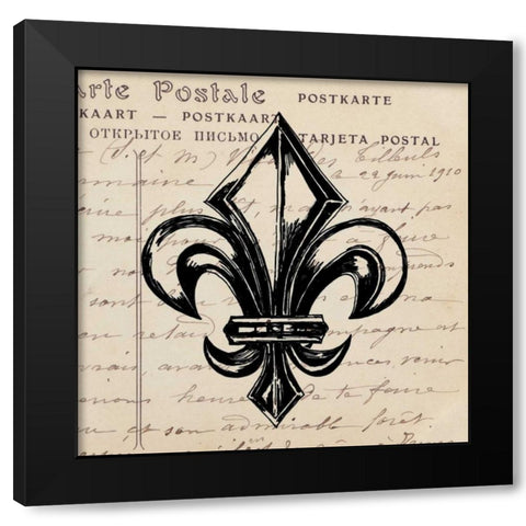 Fleur De Lis I Black Modern Wood Framed Art Print with Double Matting by Berg, Sabine