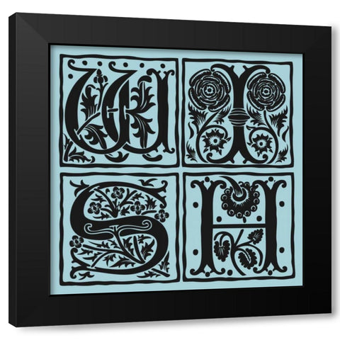 WISH Black Modern Wood Framed Art Print by Berg, Sabine