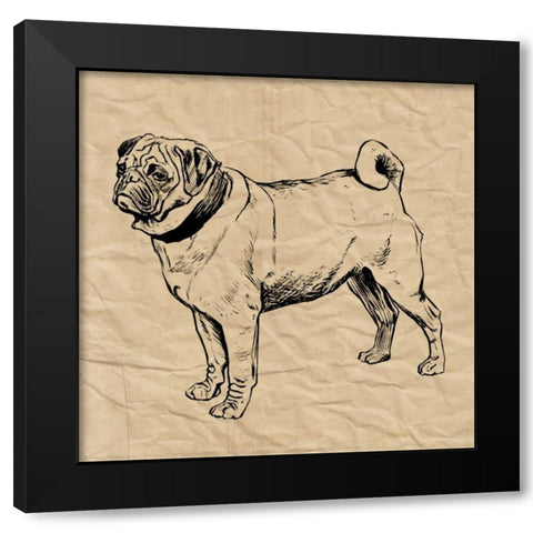 Pug Black Modern Wood Framed Art Print by Berg, Sabine