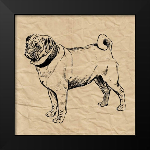 Pug Black Modern Wood Framed Art Print by Berg, Sabine