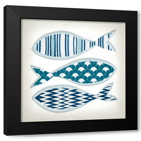 Fish Patterns I Black Modern Wood Framed Art Print with Double Matting by Venter, Tandi