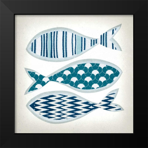 Fish Patterns I Black Modern Wood Framed Art Print by Venter, Tandi
