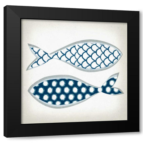 Fish Patterns II Black Modern Wood Framed Art Print with Double Matting by Venter, Tandi