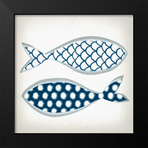 Fish Patterns II Black Modern Wood Framed Art Print by Venter, Tandi