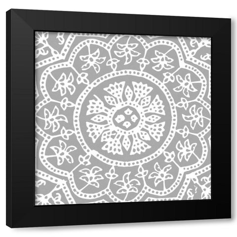 Woodblock Pattern I Black Modern Wood Framed Art Print by Berg, Sabine