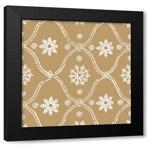 Woodblock Pattern III Black Modern Wood Framed Art Print by Berg, Sabine
