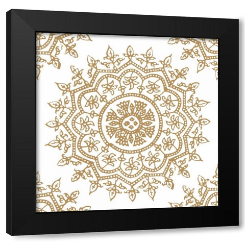 Woodblock Pattern IV Black Modern Wood Framed Art Print with Double Matting by Berg, Sabine